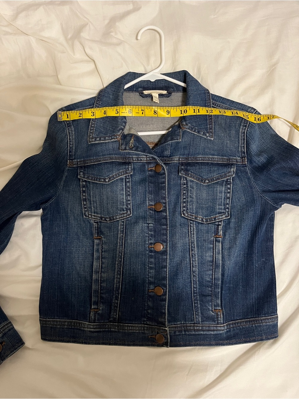 Eileen Fisher Blue Denim Jacket cropped minimalist - Picture 5 of 6